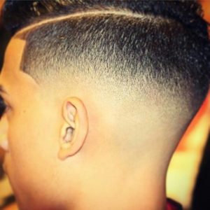 Clean fade with hard part